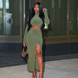 Autumn 2025 New Trendy Street Truncated Short Sleeve Open Skirt Dress Suit Woman DJPT