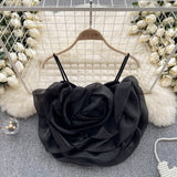 Wind Eagan Yarn Three-Dimensional Flower Sling Vest Summer New Ocean Chic Short Top DJPT