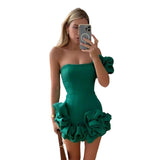 New Women's Dress Lotus Leaf Ribs Tidal Boobs