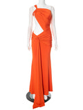 Women's Solid Color Irregular Side Ribbon Wears A Long Skirt DJPT