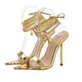 Pointed Toe Fine And Sexy Chain Tied With Roman Summer Sandals High Heels High Quality Shoes