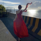 Temperament High-Rise Sleeveless Dress Female Feel Hot Girl Pure Desire To Show Long Skirt