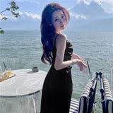 Design Feeld With The Ribbon Dress Women's Summer Famous Sexy Pure Temperament Sling Skirt