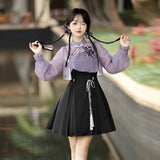 Design Iris Ink Butterfly Chinese Style Improve The Chinese Elements Of The Female Coat Sling Skirt Suit 9057