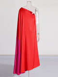 Dress 2025 New Color Personality Slant Shoulder Loose Summer Long Dress