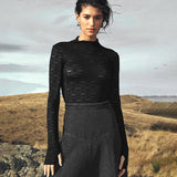 Women's Solid Color Round Lace Splicing Perspective Repair Body DJPT