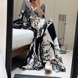 New Elegant V-Neck Print Blouse Dress