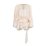 Dress 2025 Spring And Summer New Loose Long-Sleeved Sexy T-Shirt With Ribbon Dress Woman