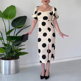 Fashion Wave Point Sexy Back Horn Sleeve Dress In Summer 2024