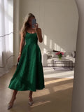 Slings Press Fresh Dress Femininity Summer Temperament A Word Dress Green
