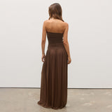 Women's Solid Color Sleeveless Bare Back Repair Folded Bra Dress DJPT