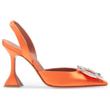 Orange Sardine Slingbacks High-Heeled Banquet Fashion Singles Tip-Tip And Water Drill Buckle High Quality Shoes