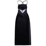Summer New Dress Woman Sexy Lace Velvet Splicing Open Back Dress DJPT