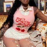 Women's 2024 Summer New Round-Neck Print Sleeveless Vest Sleeve-Free Short Sleeve DJPT