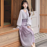 Design Grape Manor Chinese Style Women's Clothing Element Half Dress Set 8818