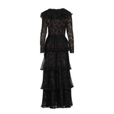 Temperament Elegant Wind Pressure Skirt 2025 Summer New V-Necked Leaf Side Leopard Print Long Dress Woman