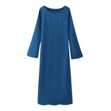 Women's Clothing Explosion 2025 New Solid Color Horn Sleeve Dress DJPT
