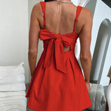 Sling Belt A Swinging Back Bow Dress Women In The New Temperament Skirt DJPT