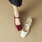 Size Shoe Bag Behind The Empty Sandals Woman New Square Light Mouth Buckle Heel Shoes Women's Shoes High Quality Shoes