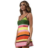 Women's Spring And Summer New Sleeveless V-Necked Printed Suspension Dress DJPT