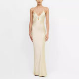 Women's New V-Necked Sling Dress With Sleeveless Dress HZ0628