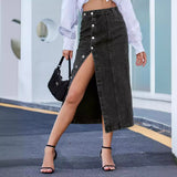 Women's INS Irregular Opening Cowboy High-Rise Half-Body Dress DJPT