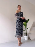 Women's Clothing 2025 Autumn New Snake Print Long-Sleeved Bag Hip Sexy Dress