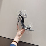 Heels 2025 New Sexy Cross-Lace With Water Toe Summer With High Heel Sandals High Quality Shoes