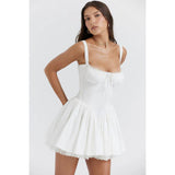 Fish Bone Sling Dress Summer Ballet Dopamine Wearing Sweet Waist Small White Dress