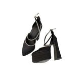 And Summer 2024 New Fashion Water Table Coarse And Hate High-Point Silk And Satin High Heel Show Women's Singles Shoes High Quality Shoes