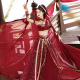 Red Flame Of The Female Hans Clothing Female Dunhuang Wind Wind Wind Cloak Corset Half Skirt Suit 9073