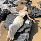 Vacation Sexy Lu-Loan French Sling Dress Half-Dress Two Sets Of Women 2024 Spring And Summer Hottie Set