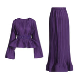 Retro High-End Two Sets Of 2025 Spring New Horn Lotus Side Top High Waist Half-Body Skirt Set