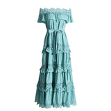 Women's Dress 2025 Spring New Women's Dress Heavy Industry Lotus Leaf Side Shoulder Lace Skirt Dress Dress Dress Dress