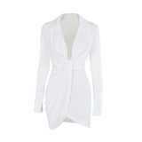 Autumn 2025 New Hottie Bag Hip Dress Temperament Sexy V Collar Long Sleeve Dress Woman DJPT