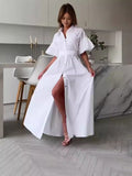 Summer New Fashion Simple Temperament Cardigan Pure Color Elegant Dress