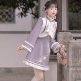 Design New Purple Cloud Rabbit Han Dress Women's Clothing Mane Dress Suit Autumn And Winter 8567