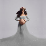 Pregnant Women Sexy Long-Sleeved Lace Dress Mesh Pregnant Women Take Pictures Of Pregnant Women Pregnant Skirts Maternity