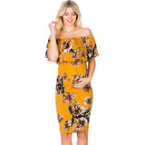 Women's Sleeveless Leaves Side Shoulder-To-Shoulder Skirts Knee-Jerk Trims Pregnant Women's Dress Maternity