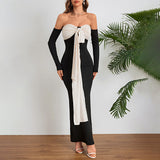 Autumn 2025 New Temperament Tender Strap With One-Word Shoulder Palping Dress Dress Woman DJPT