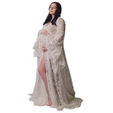 Bohemian Pregnant Woman Lace V Collar High-Waisted Dress Pregnant Woman Photo Photo Drag Skirt Maternity