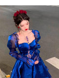 French High Low Sweetheart Christmas Dress Royal Blue Birthday Dresses Birthday Outfits SD1147