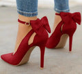 Sweet Bow Tip Light Mouth Single Shoes Fine High Heels Wish Shoes 40-43 Large Size Shoes High Quality Shoes