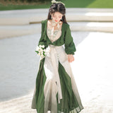 Design Green Chinese Style Improvement Han Elements Han Suit Women's Sling Dress Dress Set 8572