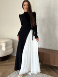 Autumn Fashion Temperament Long-Sleeved Splicing Design Folding Fake Two-Piece Dress