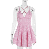 Summer 2025 New Women's Clothing Temperament Sexy Body-Body Deep VA Dress Dress Woman DJPT