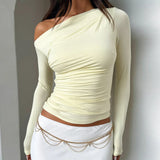 Autumn 2025 New Women's Clothing Fashion Style Casual Shoulder-Slender Long-Sleeved Top Lady DJPT