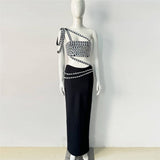 Summer Sexy Nail Beads Sleeveless Hot Diamond Banding Dress Dress Dress