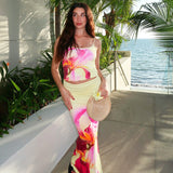 Women's Summer New Flower Printd Sling Sling Bag Suit Two-Piece Casual Set DJPT