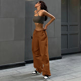 Rope Girded Casual Workwear Trousers Women Street Fashion Trend Women's Simple Loose Trousers DJPT